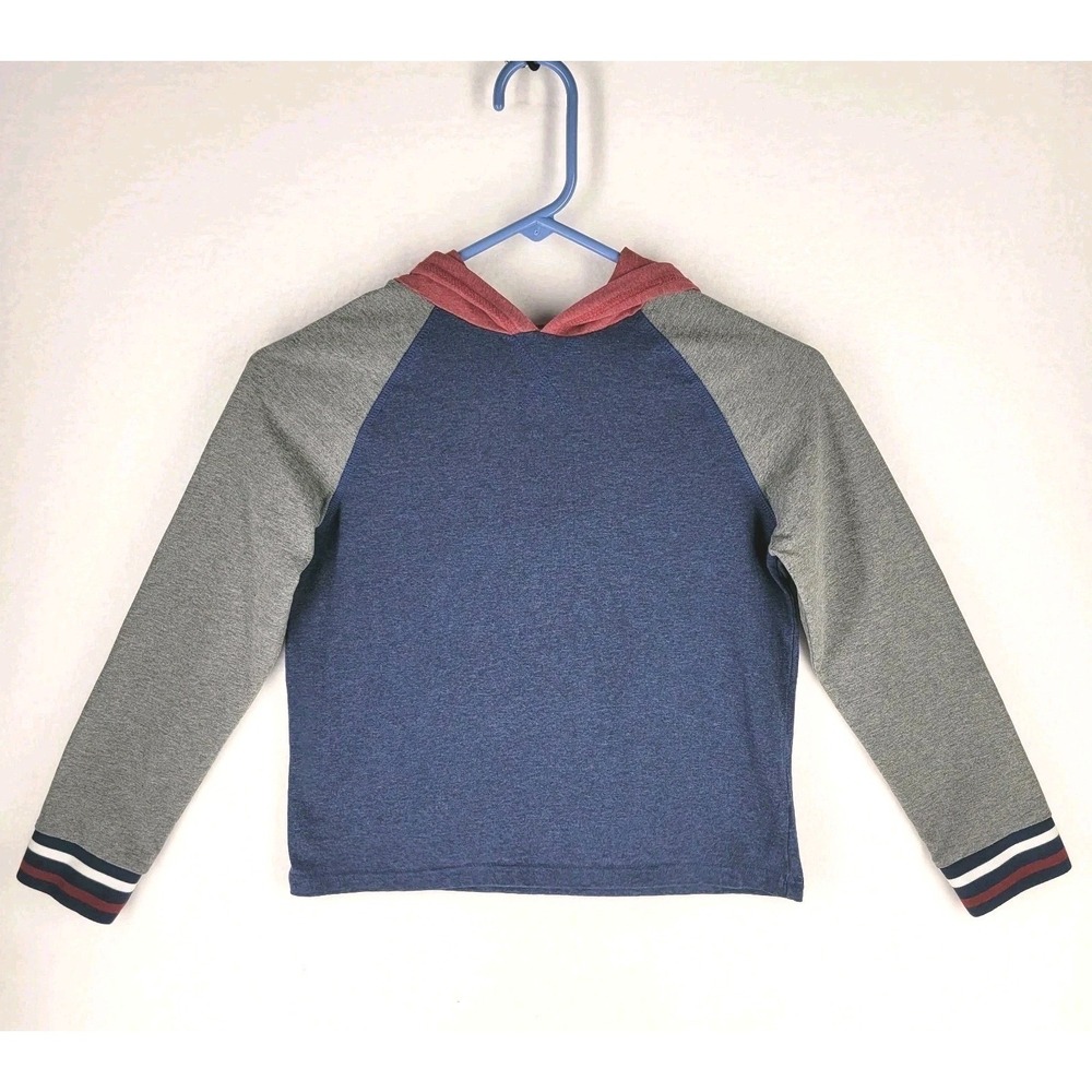 Andy & Evan‎ Kids Jersey Hooded Tee Size 8 Red Navy Heather Gray Colorblock